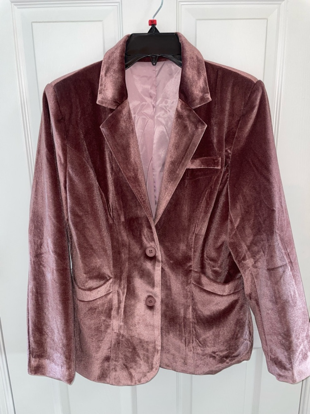 Women's Velvet Blazer Jacket - Antique Rose